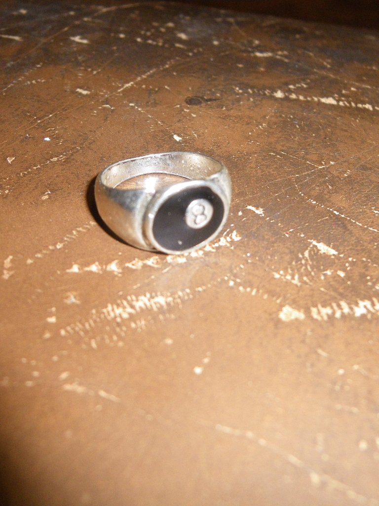 Unisex “8 Ball” Billiards Silver Tone Novelty Ring